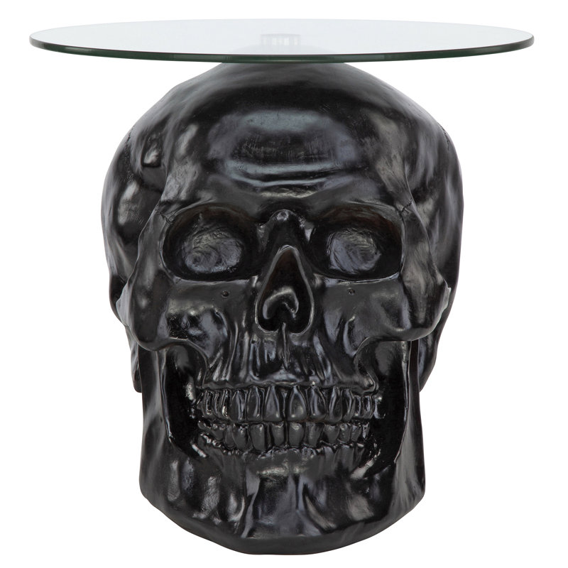 Design Toscano Lost Souls Gothic Skull Glass Topped End Table